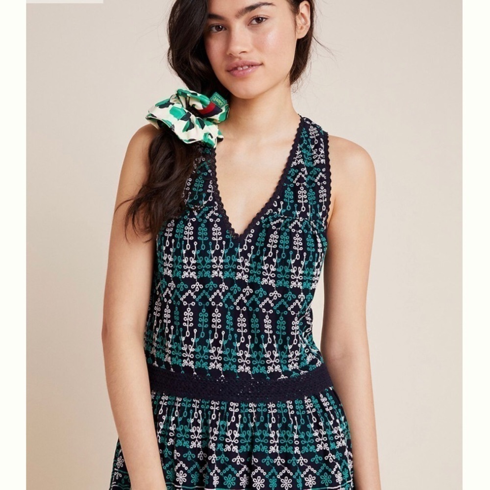 Anthropologie- Cammie Embroidered Peplum Top